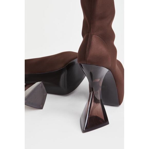 NWT H&M Satin Platform Boots in Brown Metaverse Design Story AW22 | Size 8 - Picture 6 of 8